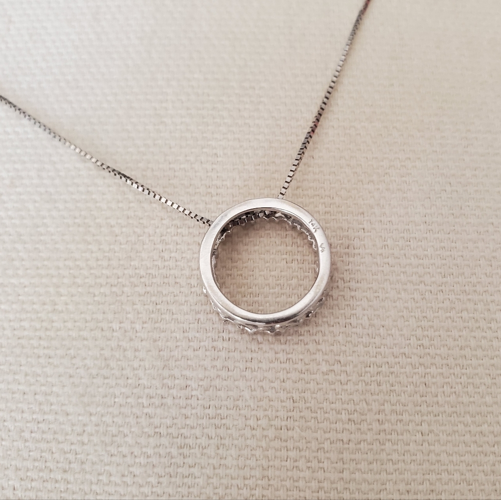 14k Solid White Gold Infinity Diamond Necklace - image 3